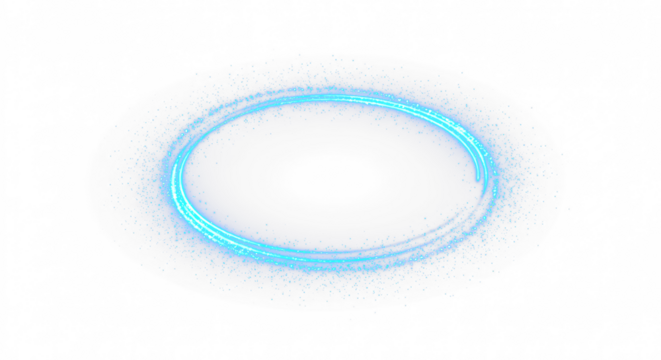 Blue light circle with sparkles, vector magic glow 3d effect. Realistic blue shiny ring or swirl, round frame of flare trail with glitter dust isolated on transparent background