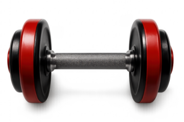 Red and black dumbbell isolated on transparent background