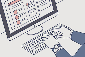 business people working, with office supplies around	