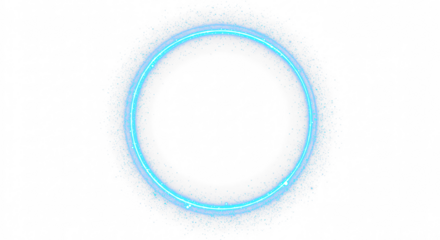 Blue light circle with sparkles, vector magic glow 3d effect. Realistic blue shiny ring or swirl, round frame of flare trail with glitter dust isolated on transparent background