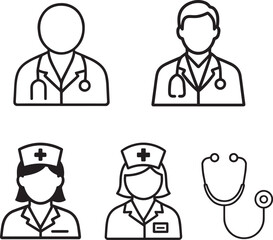 Fototapeta premium Medical Professionals Vector Icons Set