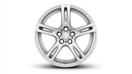 Fototapeta premium Modern silver alloy wheel design showcasing intricate details and a sleek finish