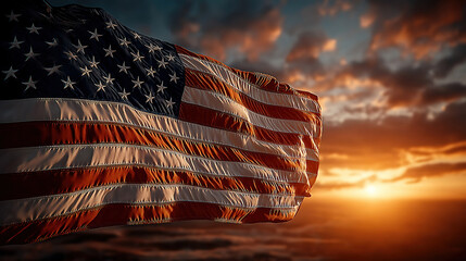 Beautiful Sky Behind American Flag With Space For Text Ideal For Banner Or Header Layout