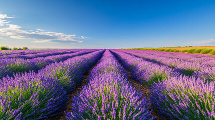 Obraz premium Endless Lavender Fields Under a Blue Sky