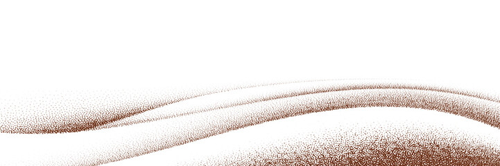 Cocoa and coffee powder sprinkled on light surface. Earthy brown particles, dust texture. Top view of cake or pastry.