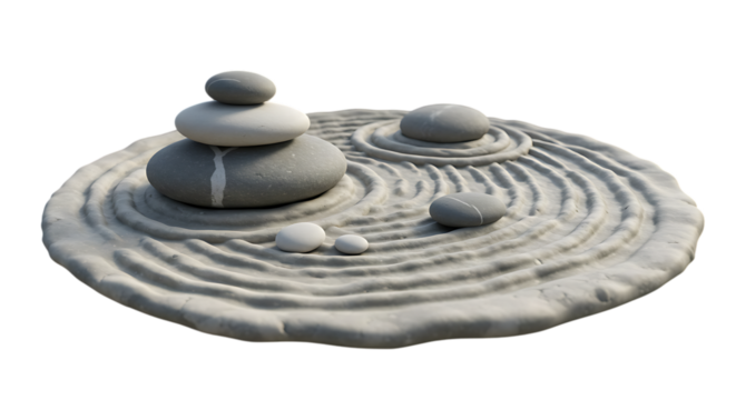 Zen garden rocks and raked sand serenity for calm spaces