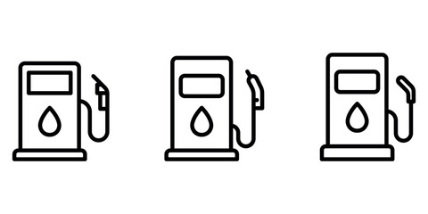 petrol-station outline or line icon design bundle.