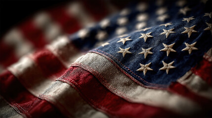 American flag waving proudly for Memorial Day Fourth of July and Labour Day patriotic celebrations