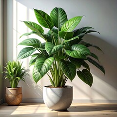 Obraz premium Lush indoor plants in sunlight