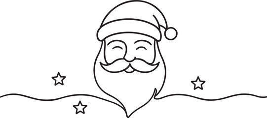 Santa Claus Line Art with Stars