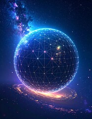 Abstract digital sphere in space