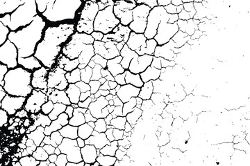 Broken Ground cracked surface on transparent background. abstract black and white marble surface, broken concrete background, vector illustration, rough surface texture, vintage style.