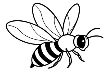 bee flying silhouette illustration isolated on white background