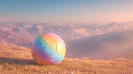 Colorful rainbow soccer ball isolated on white background