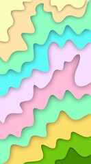Abstract layered paper art with wavy shapes and pastel colors