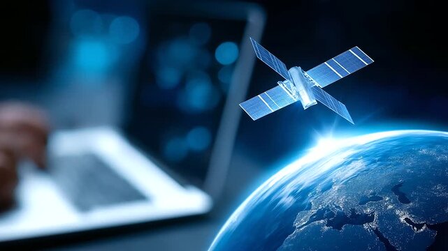 Space technology entrepreneurs developing satellite communication systems using orbital mechanics simulations with aerospace partners analyzing launch optimization algorithms and