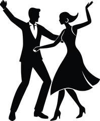 Couple Dancing silhouette vector art illustration