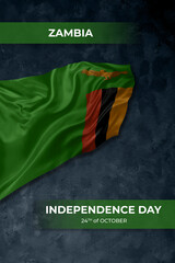 Zambia independence day greetings card with flag and text