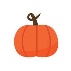 Vibrant Orange Pumpkin Illustration with Curly Stem