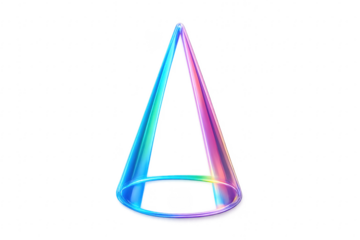 Iridescent holographic empty cone with transparent background
