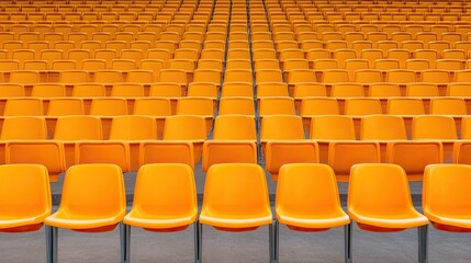 Fototapeta premium Empty orange stadium seats