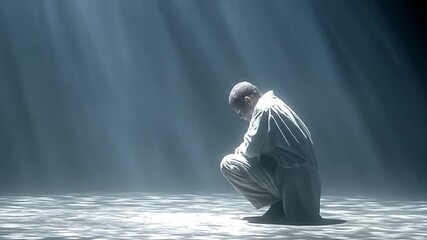 Man in prayerful pose - Powered by Adobe