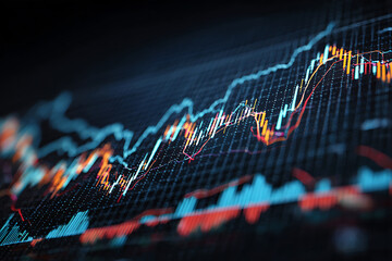 Financial Chart Analysis: Candlestick and Line Graph on Dark Background