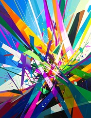 Abstract explosion of vibrant geometric shapes