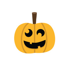 Smiling Jack-o' lantern Illustration for Halloween. Spooky pumpkin. Happy Halloween. 