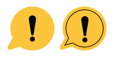 Yellow speech bubbles with black exclamation mark warning symbols alert notification icon © R.TREANDS