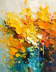 Abstract expressionist painting with bold colors