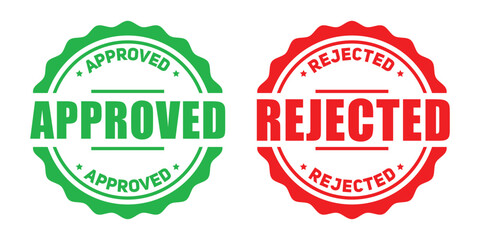Approved and rejected stamp seals symbolizing decision making process and outcome choices