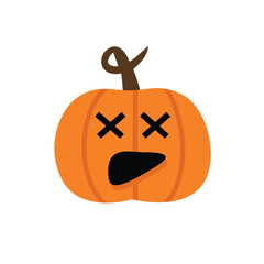 Halloween Pumpkin with Dead Eyes. Halloween character. Emoticon.