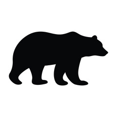 Obraz premium Black Bear Silhouette Isolated on White Background, an Abstract Icon Design