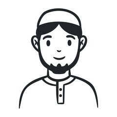 Obraz premium Cultural portrait of a young man in traditional attire urban setting illustration friendly environment view. Vector illustration