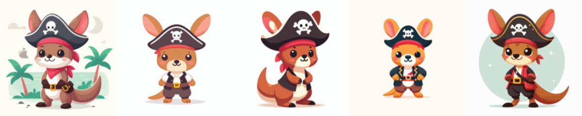 cute kangaroo vector in pirate costume