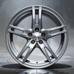 Obraz premium Sleek, metallic car wheel