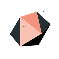 Abstract geometric composition with shades of pink, grey, and black on a white background