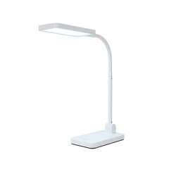 Modern white led desk lamp with adjustable gooseneck and bright light