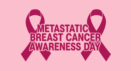 Metastatic breast cancer awareness day ribbon symbol support hope community health awareness celebration vector