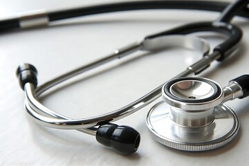 medical stethoscope close up on white background