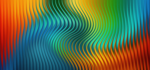 Abstract wavy lines with rainbow gradient of red, blue, green, and yellow
