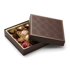 Elegant assortment of gourmet chocolates in a decorative box