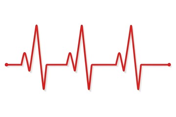 a red heartbeat line graph on white background