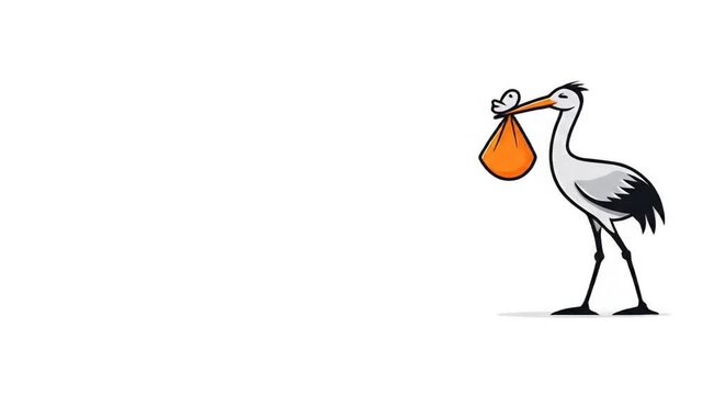 Stork carrying baby bag