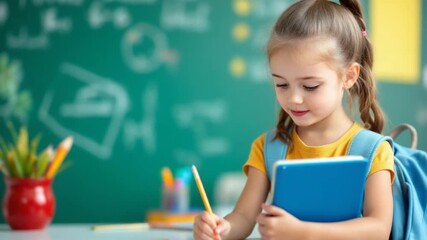 Child studying in classroom - Powered by Adobe
