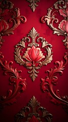Ornate red and gold damask pattern
