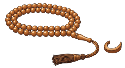 Islamic Prayer Beads (Tasbih) with Crescent Moon Symbol - A Symbol of Faith and Remembrance