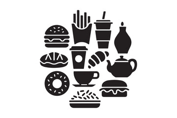 Collection of fast food and beverage icons
