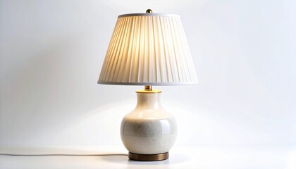 Modern table lamp with shade isolated on white background with clean design detail